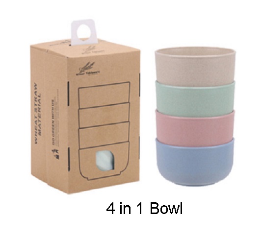 Straw Wheat 4 in 1 Bowl Set - SW616 (image for) Straw Wheat 4 in 1 Bowl Set - SW616
